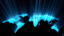 World map and countries of the world in blue glowing image