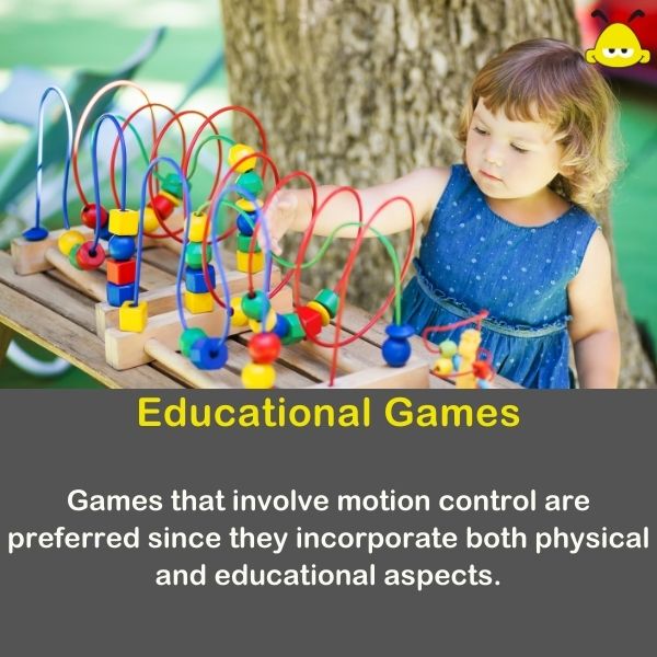 A little girl plays an educational games