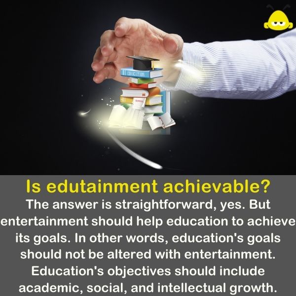 An hand of a man try to catch books as illustration of achievable edutainment.